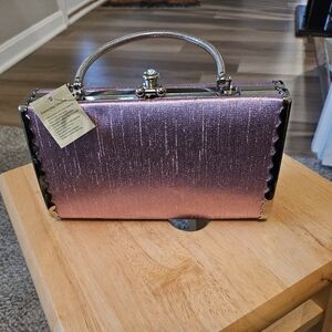 Selini New York – Pink/Lavender Satin Evening Purse w/Silver Hardware